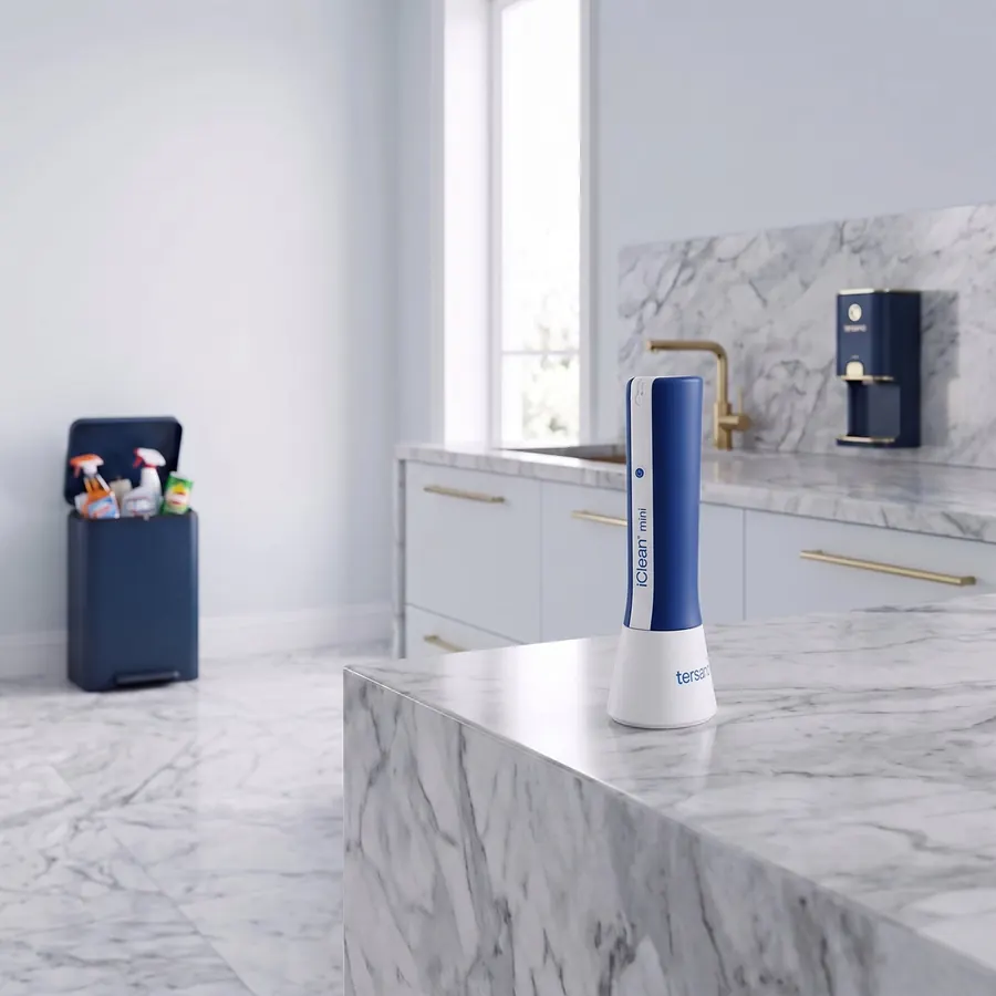 iClean mini on a bathroom counter
