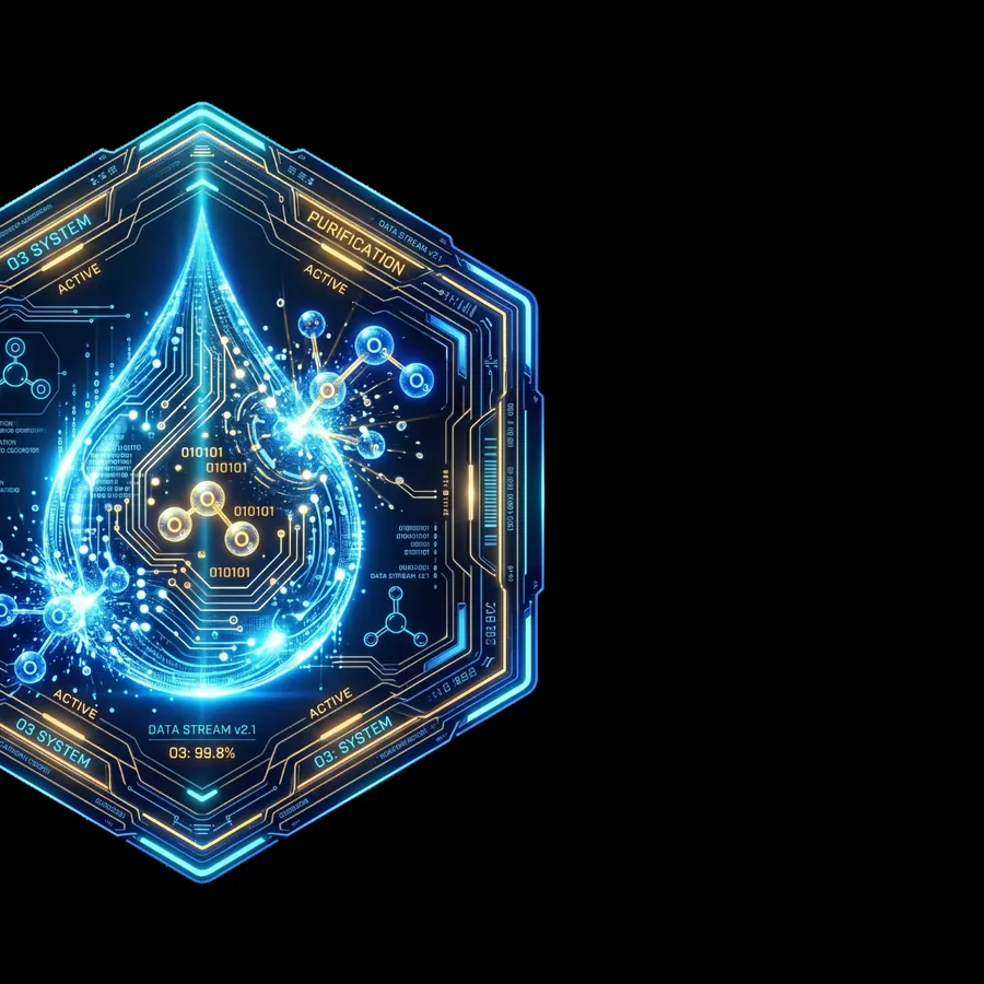 Illustration of an ozone-infused water droplet